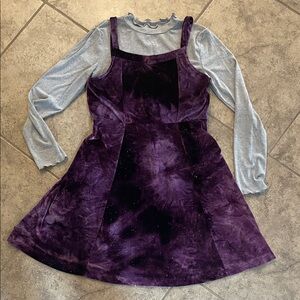 Justice Purple Velvet Dress with Silver Sleeves